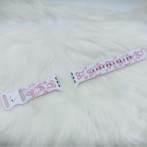 Pink Bow Design Apple Watch Bands in white pink 42mm 44mm 45mm 49mm